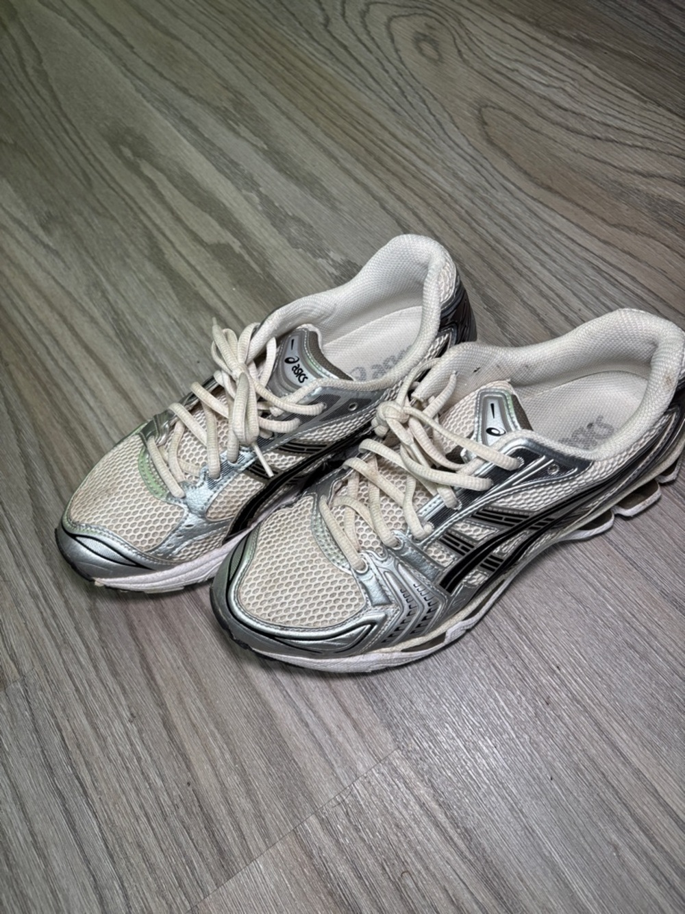 ASICS Silver and Cream Running Sneakers